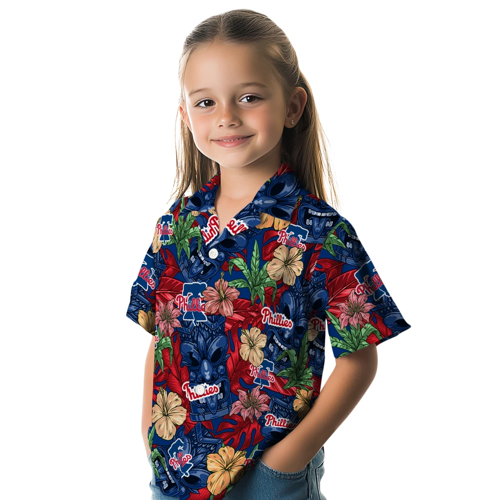 Philadelphia Phillies Hawaiian Shirt - Hibiscus Tiki Jungle philadelphia phillies tiki jungle blue hawaiian shirts premium grade