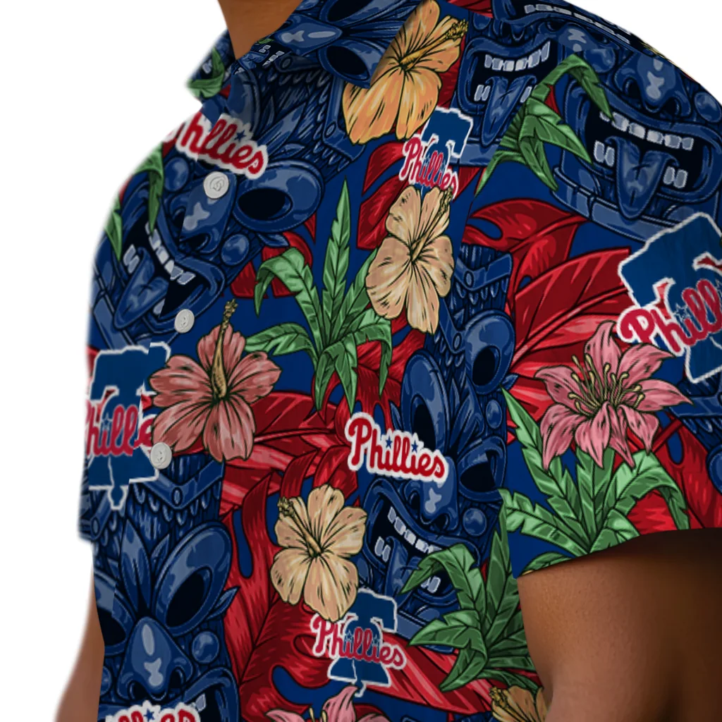 Philadelphia Phillies Hawaiian Shirt - Hibiscus Tiki Jungle philadelphia phillies tiki jungle blue hawaiian shirts trendy
