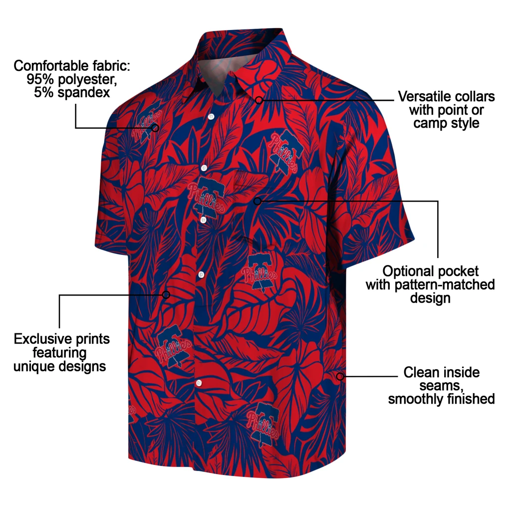 Philadelphia Phillies Hawaiian Shirt - Monstera Layer philadelphia phillies monstera layer blue hawaiian shirts new arrival
