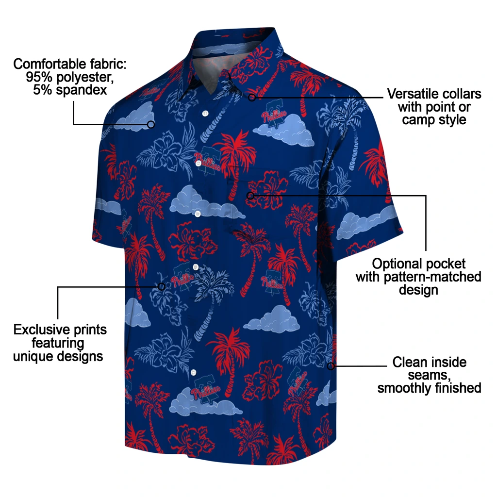 Philadelphia Phillies Hawaiian Shirt - Palm And Clouds philadelphia phillies palm and clouds blue hawaiian shirts new arrival