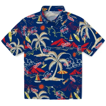 philadelphia phillies palm tree island blue hawaiian shirts best selling