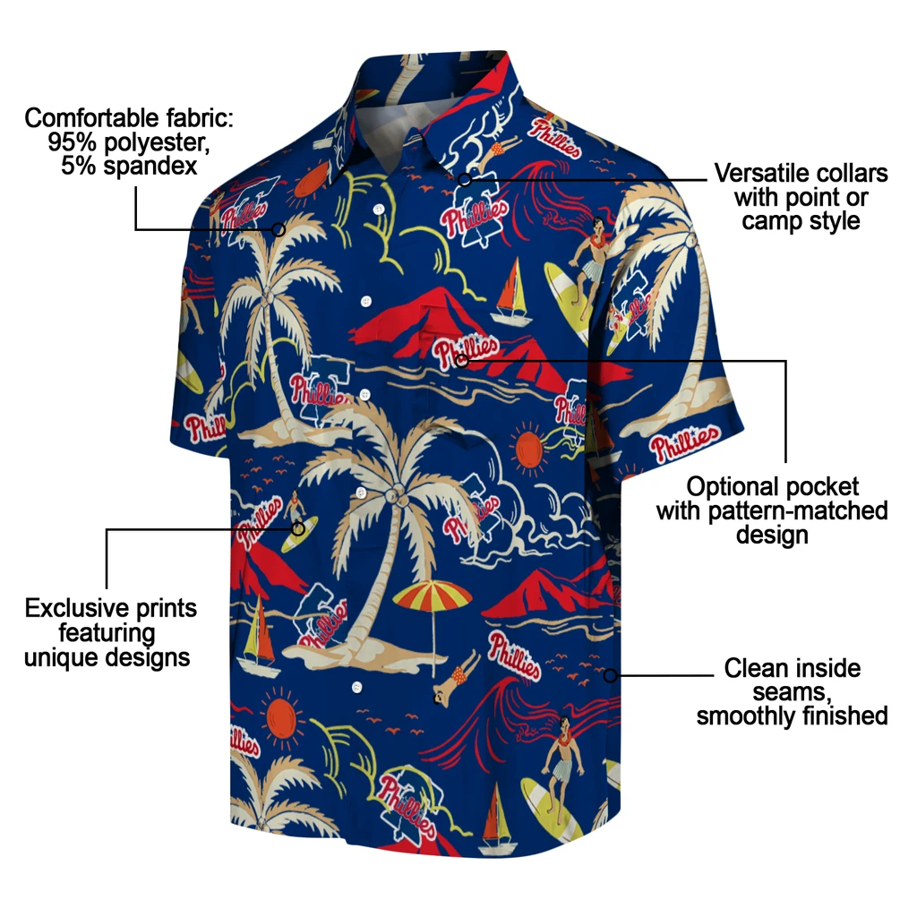 Philadelphia Phillies Hawaiian Shirt - Palm Tree Island philadelphia phillies palm tree island blue hawaiian shirts new arrival
