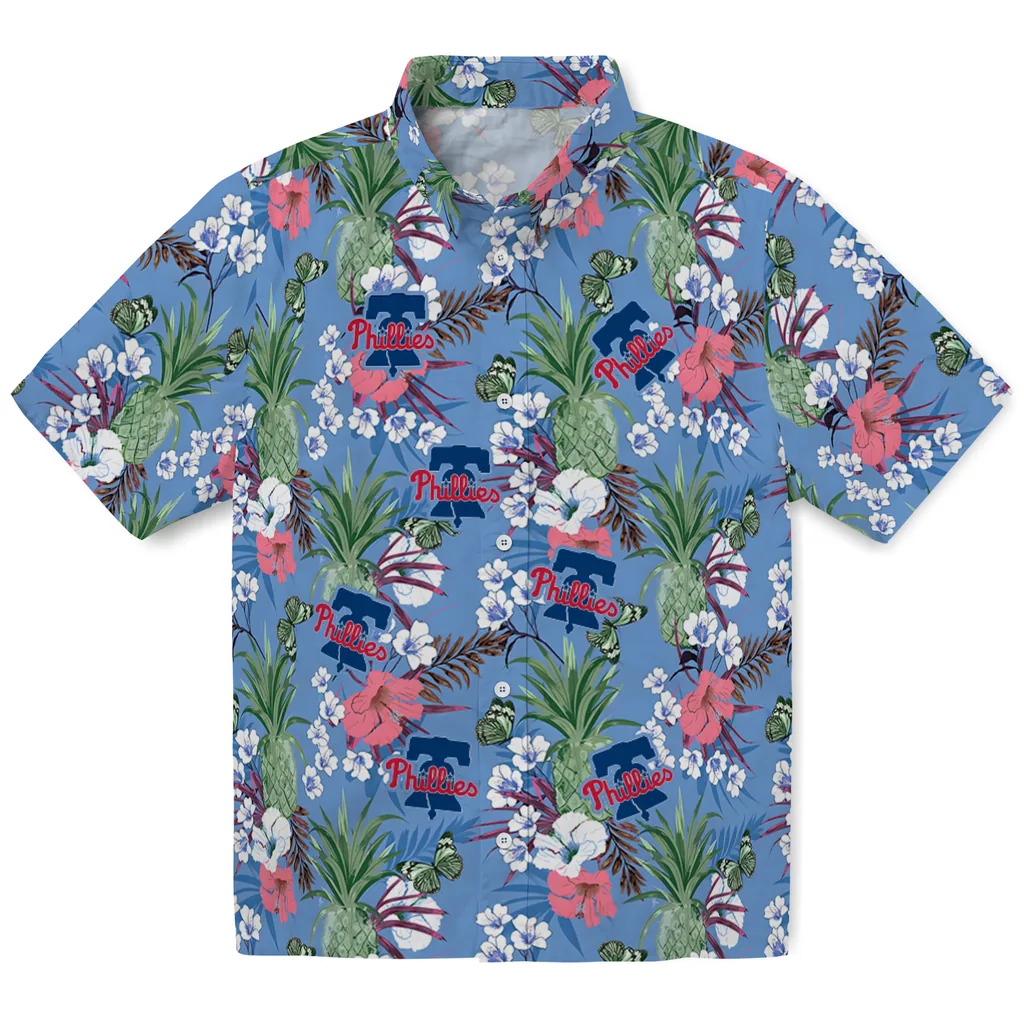 Philadelphia Phillies Hawaiian Shirt - Pineapple Bouquet philadelphia phillies pineapple bouquet best sky blue hawaiian shirts best selling