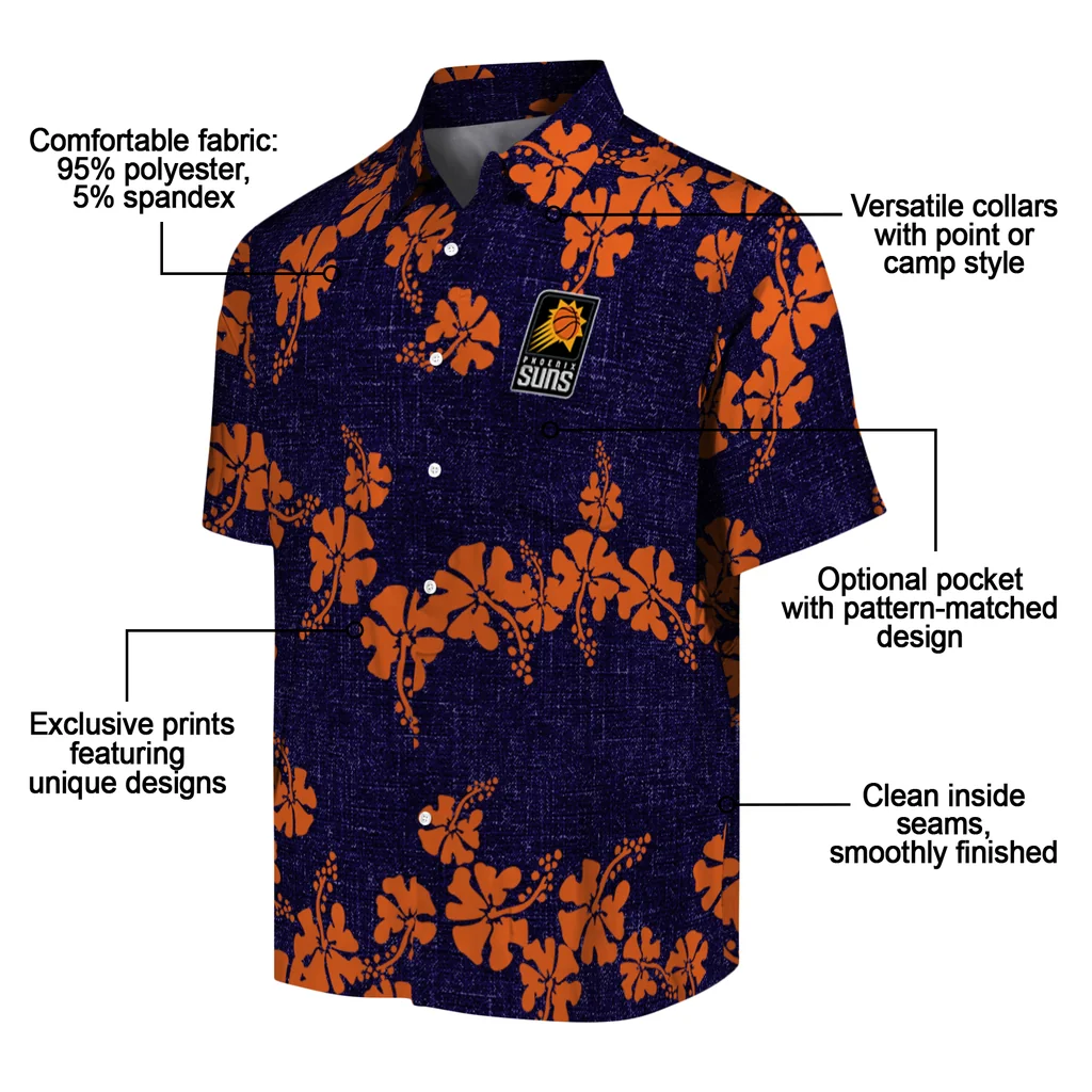 Phoenix Suns Hawaiian Shirt - 50th State Flower phoenix suns hibiscus petals purple hawaiian shirts new arrival