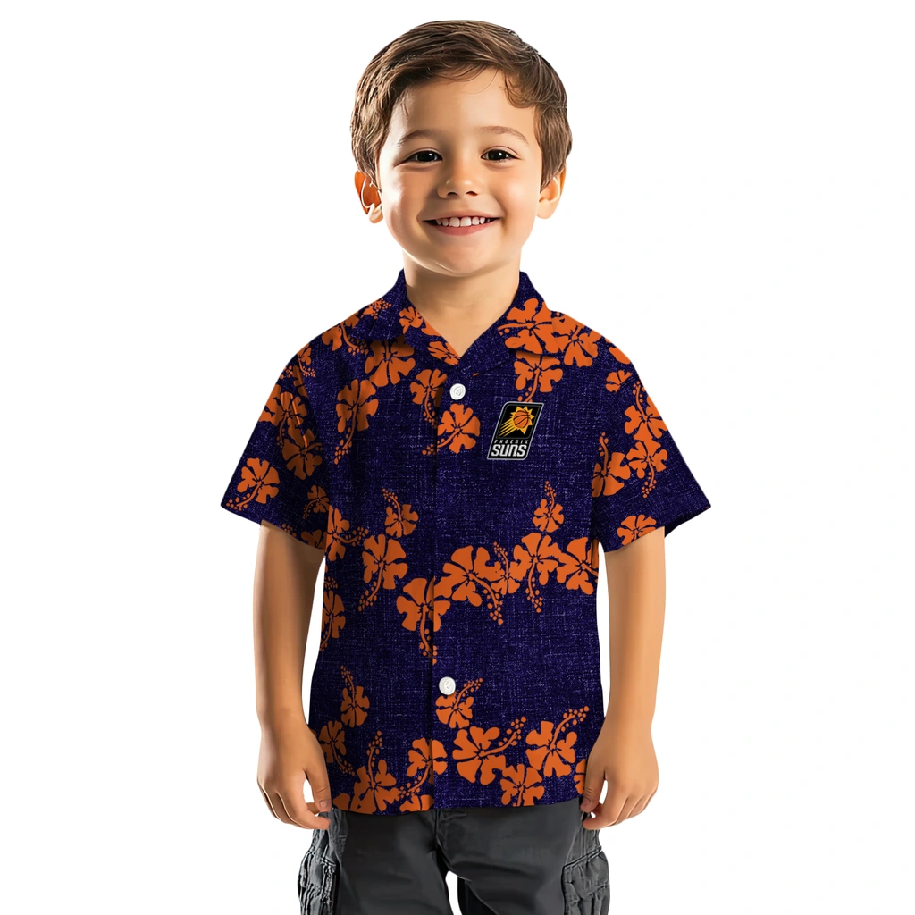 Phoenix Suns Hawaiian Shirt - 50th State Flower phoenix suns hibiscus petals purple hawaiian shirts top rated