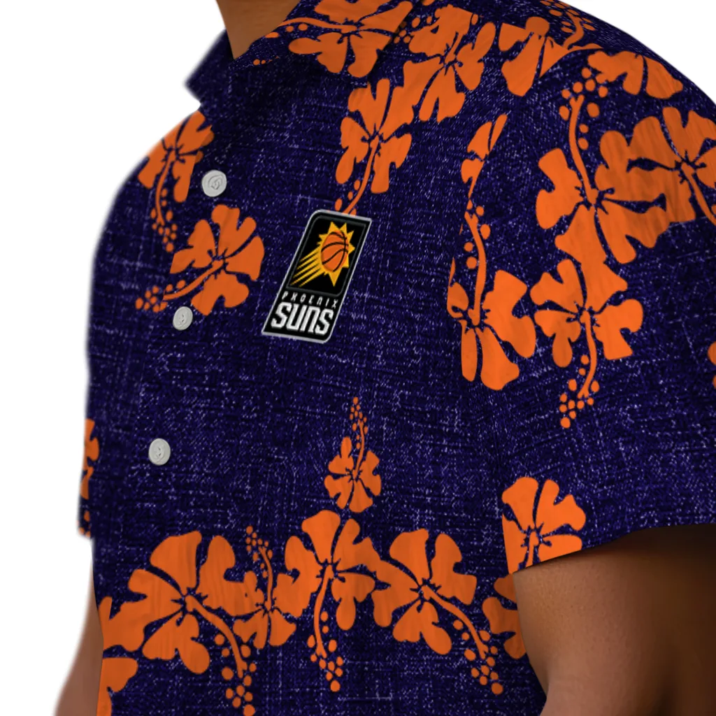 Phoenix Suns Hawaiian Shirt - 50th State Flower phoenix suns hibiscus petals purple hawaiian shirts trendy