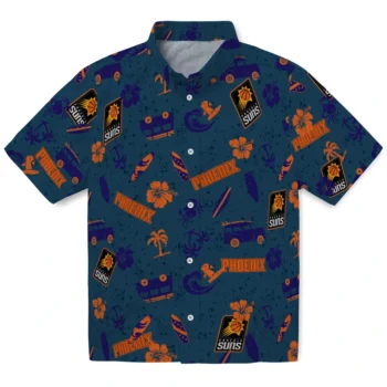 phoenix suns beach vibe navy hawaiian shirts best selling