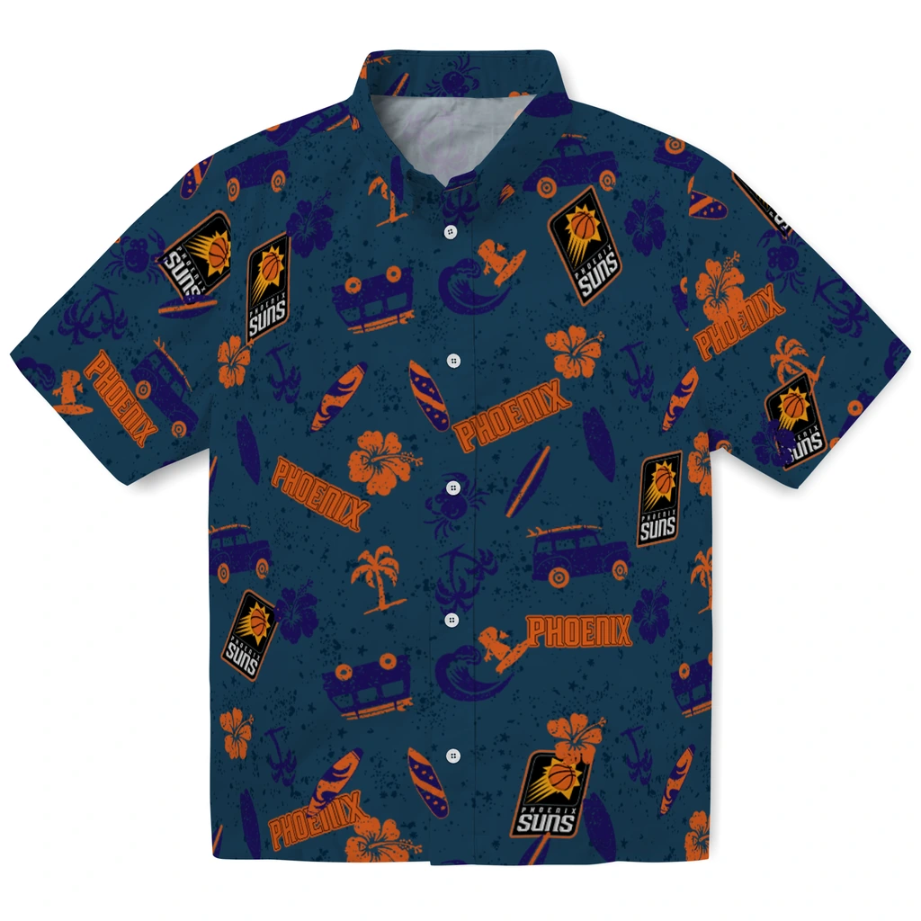 Phoenix Suns Hawaiian Shirt - Beach Vibe phoenix suns beach vibe navy hawaiian shirts best selling