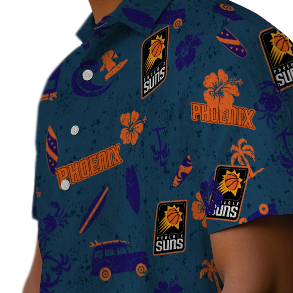 Phoenix Suns Hawaiian Shirt - Beach Vibe phoenix suns beach vibe navy hawaiian shirts trendy