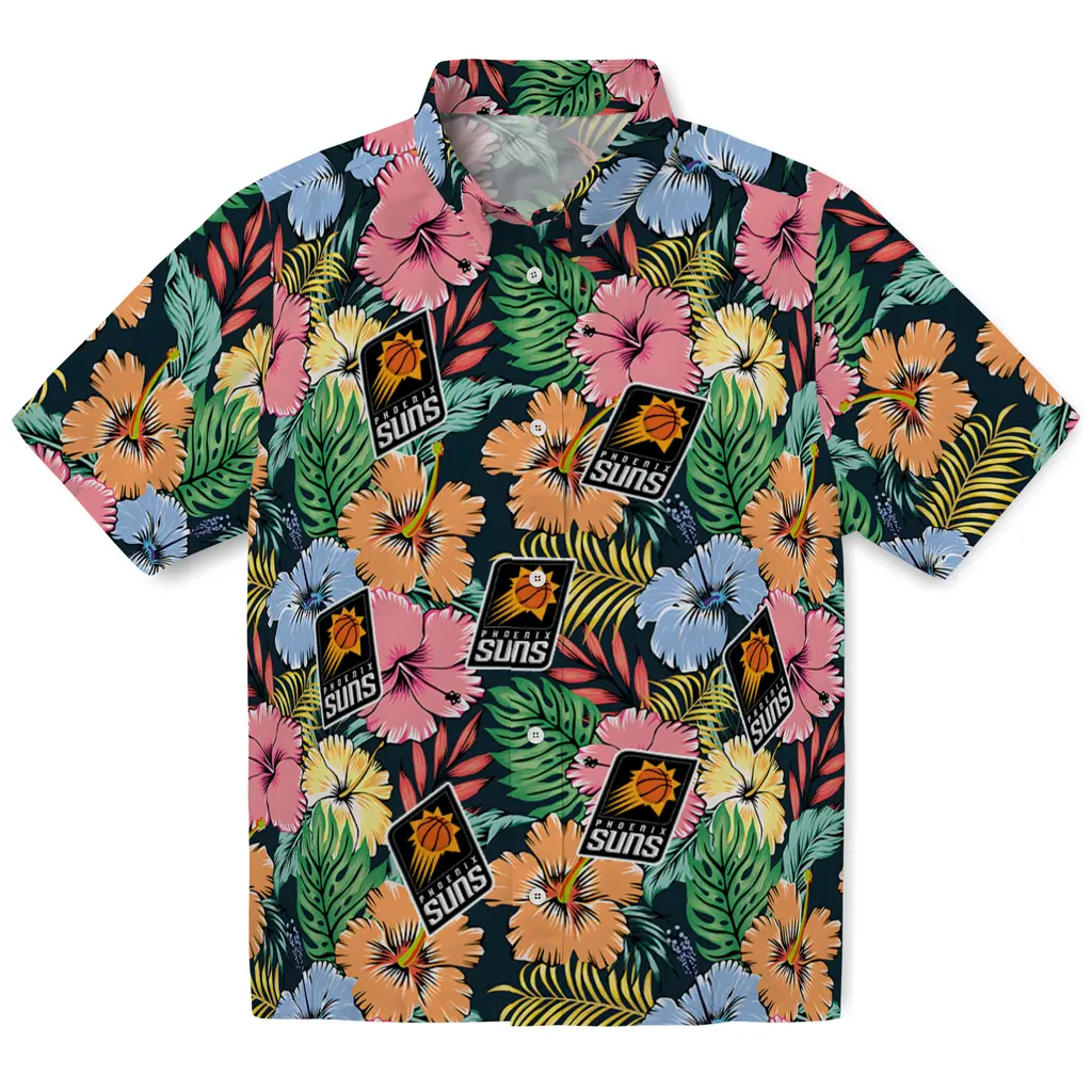 Phoenix Suns Hawaiian Shirt - Brilliant Hibiscus Garden phoenix suns brilliant hibiscus garden hawaiian shirts best selling