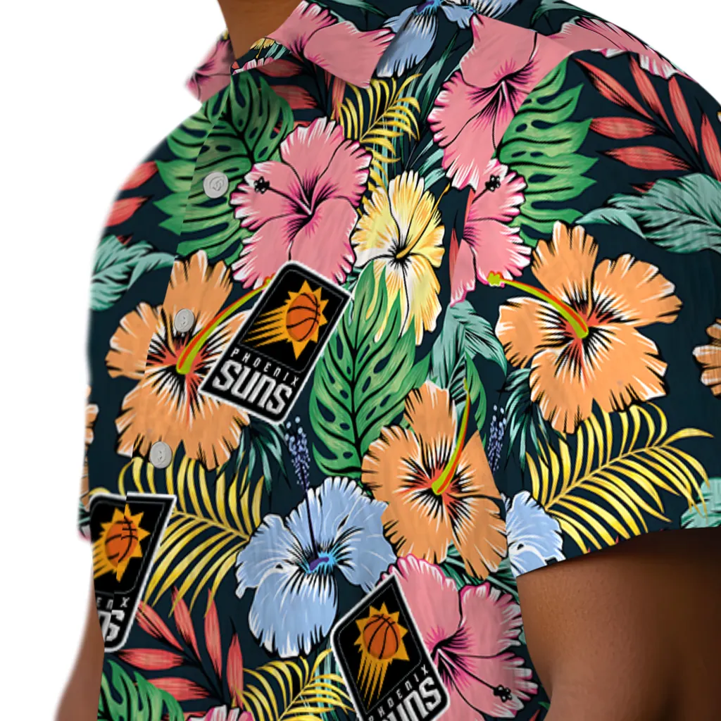 Phoenix Suns Hawaiian Shirt - Brilliant Hibiscus Garden phoenix suns brilliant hibiscus garden hawaiian shirts trendy