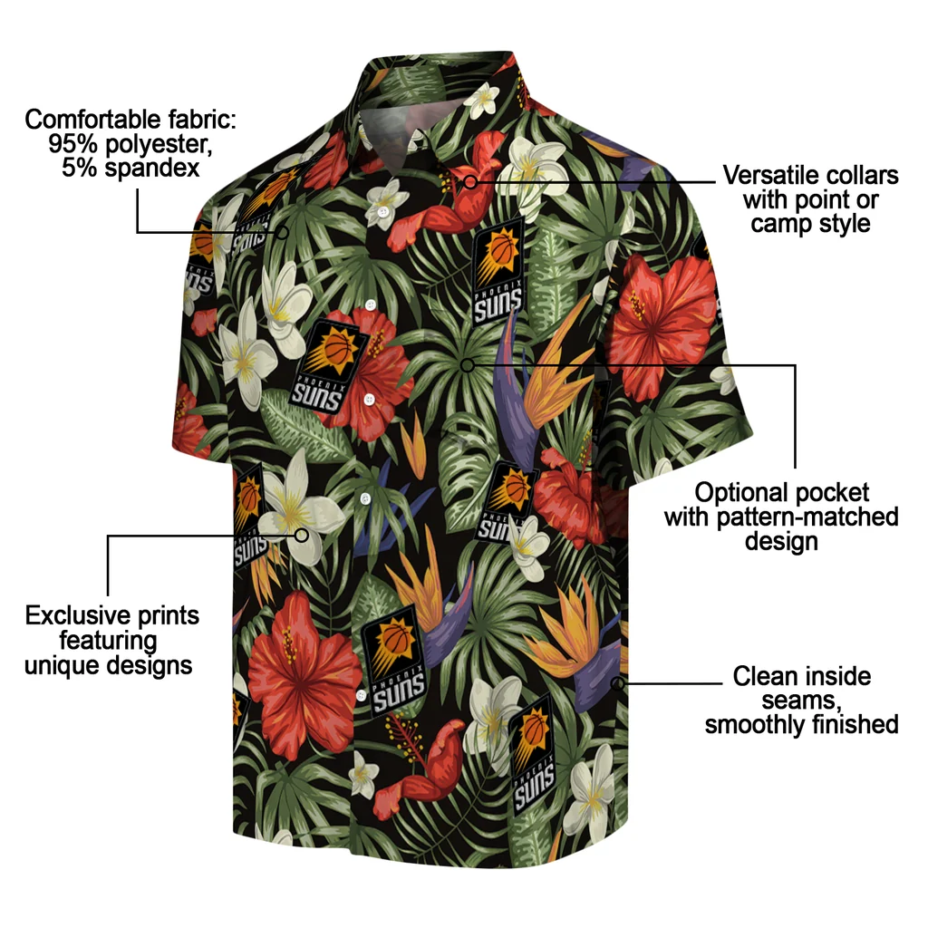 Phoenix Suns Hawaiian Shirt - Hawaii Floral Hibiscus phoenix suns hibiscus bird hawaiian shirts new arrival