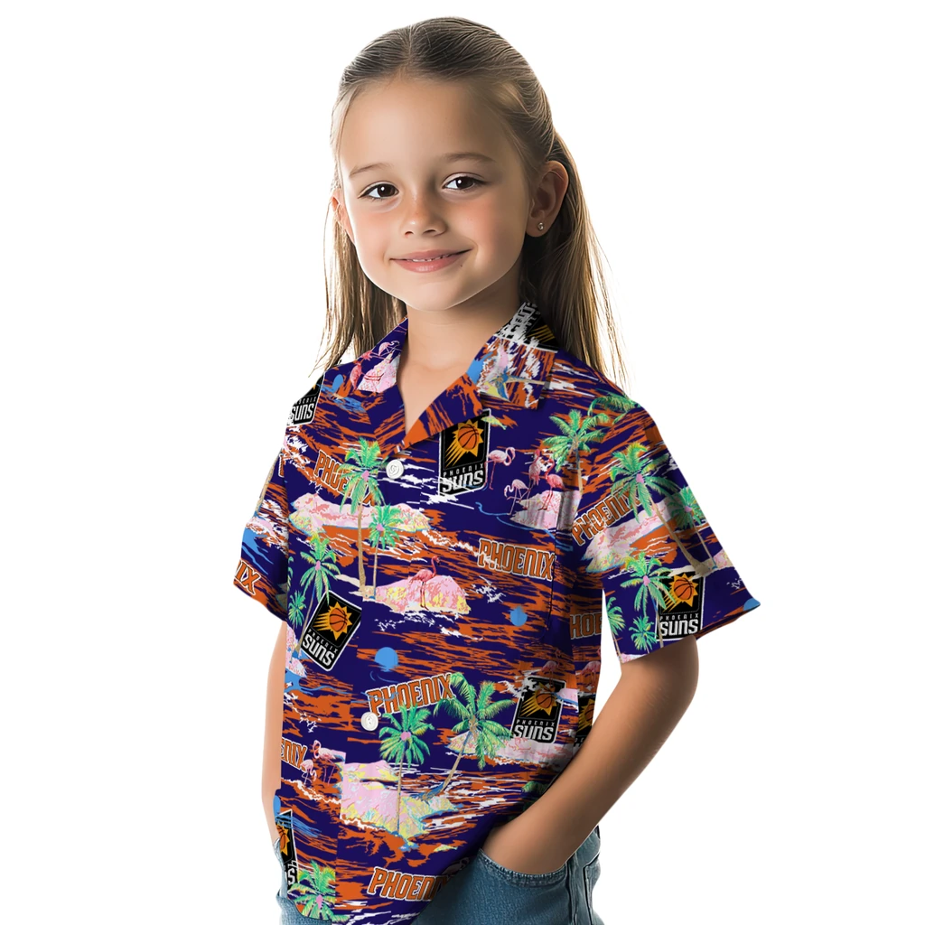 Phoenix Suns Hawaiian Shirt - Hawaii Island phoenix suns flamingo retreat purple hawaiian shirts premium grade