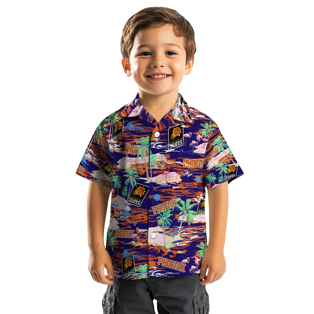 Phoenix Suns Hawaiian Shirt - Hawaii Island phoenix suns flamingo retreat purple hawaiian shirts top rated