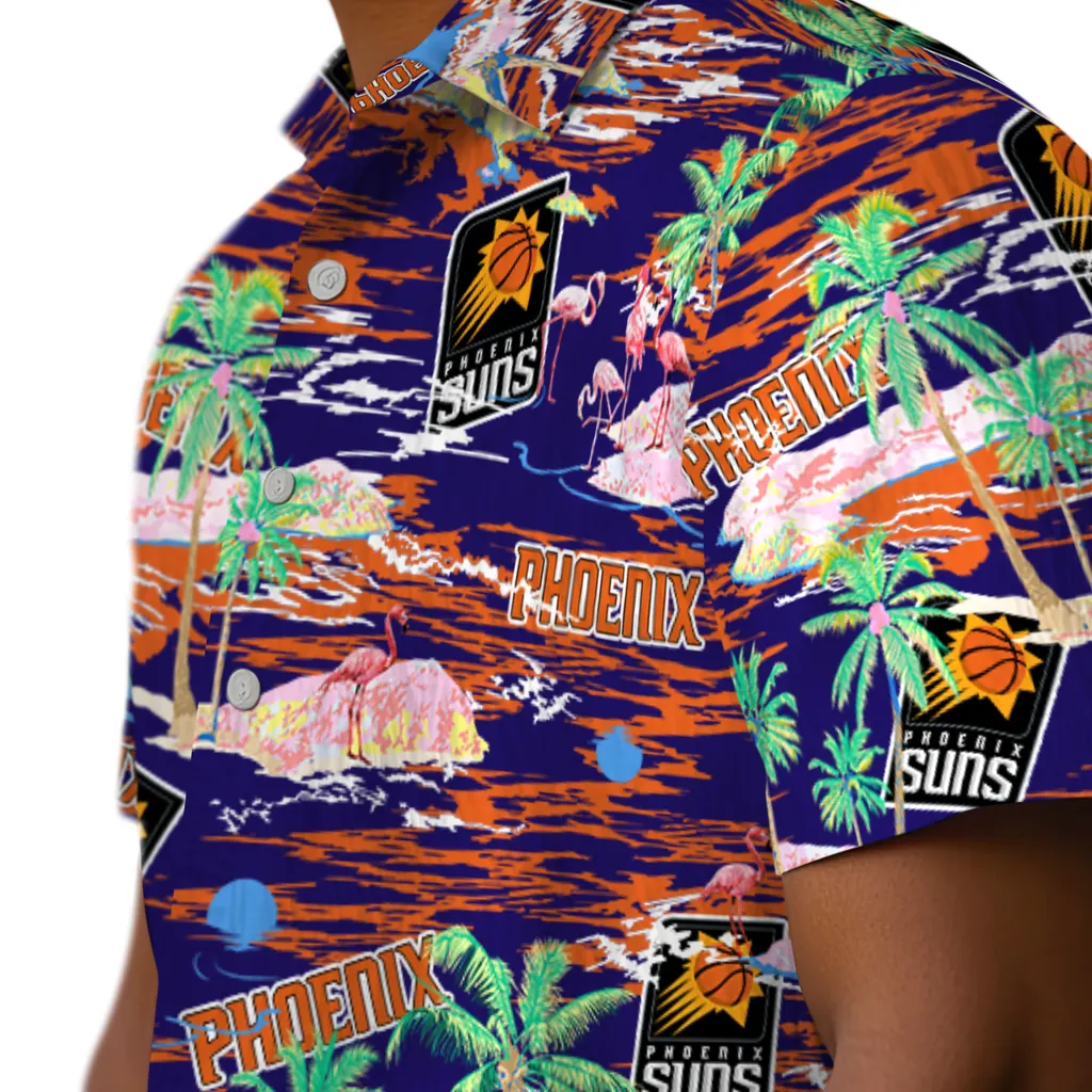 Phoenix Suns Hawaiian Shirt - Hawaii Island phoenix suns flamingo retreat purple hawaiian shirts trendy