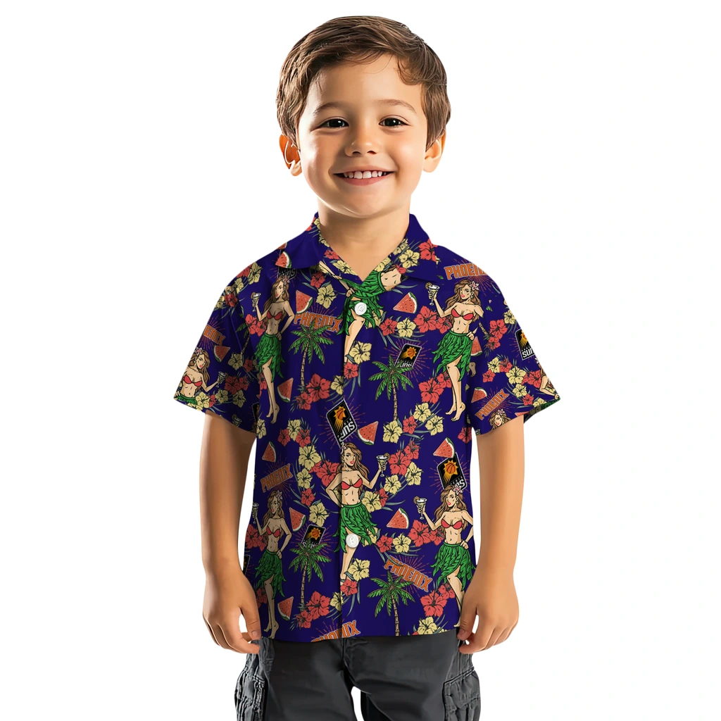 Phoenix Suns Hawaiian Shirt - Hawaiian Girls Design phoenix suns hawaiian girls design purple hawaiian shirts top rated