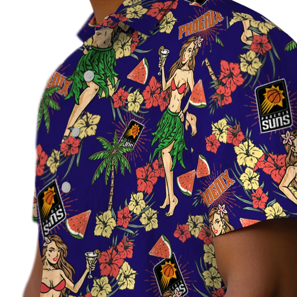 Phoenix Suns Hawaiian Shirt - Hawaiian Girls Design phoenix suns hawaiian girls design purple hawaiian shirts trendy