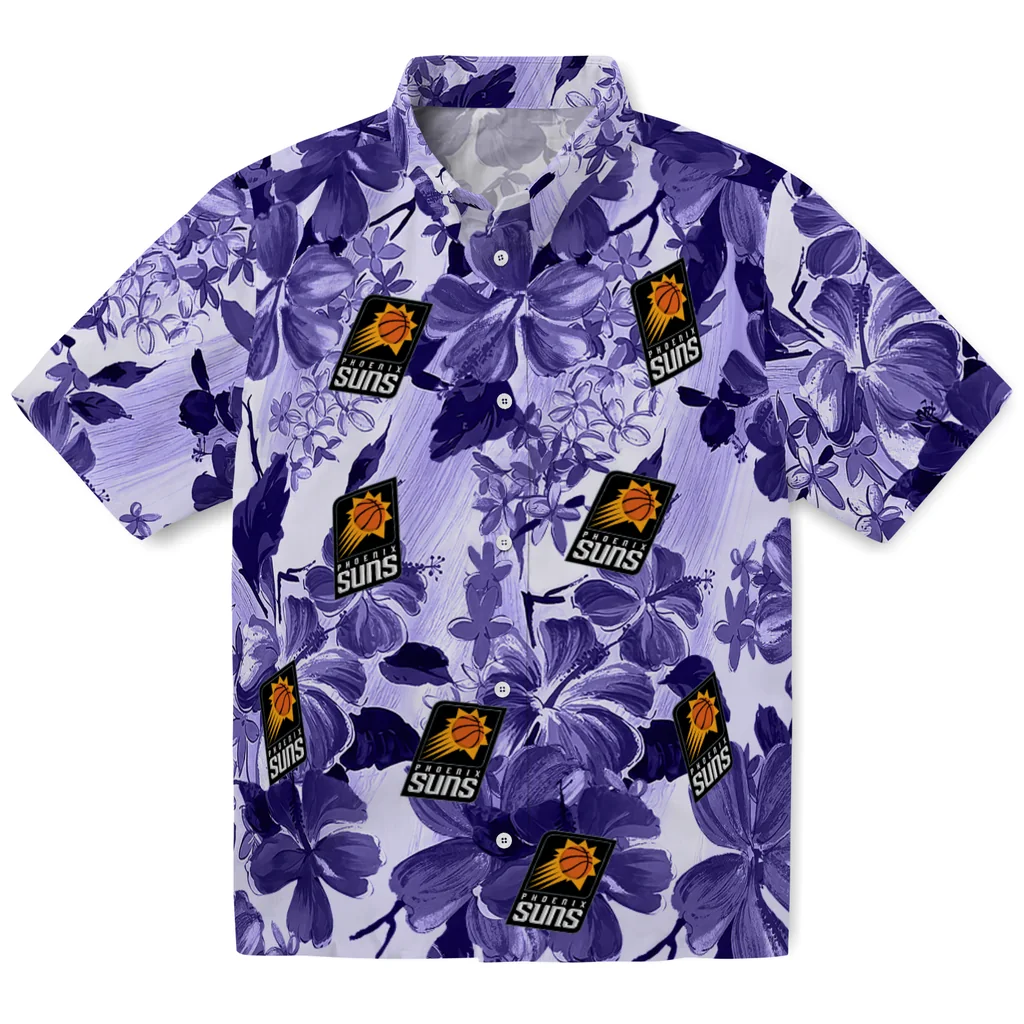 Phoenix Suns Hawaiian Shirt - Hibiscus Arrangement phoenix suns hibiscus arrangement purple hawaiian shirts best selling
