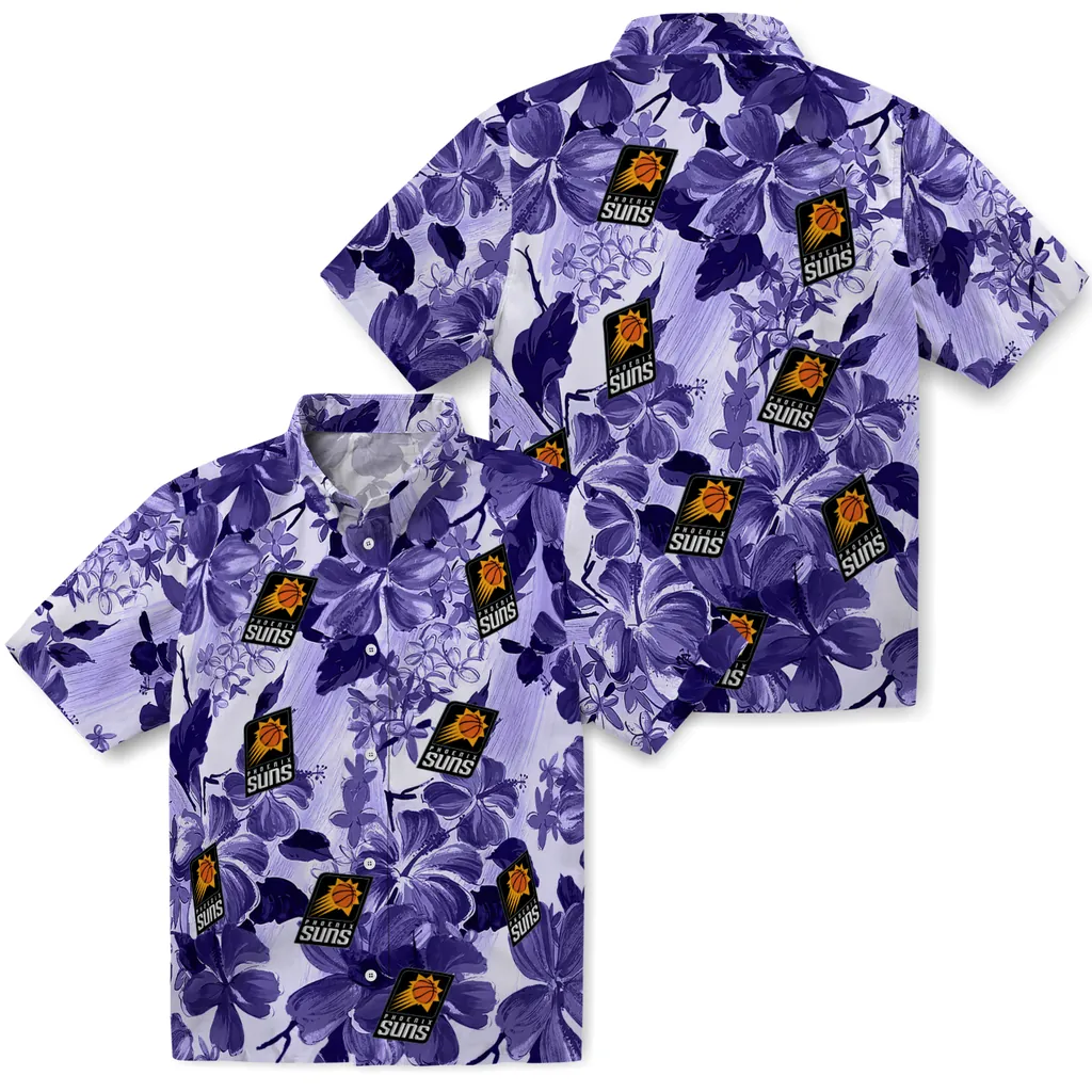 Phoenix Suns Hawaiian Shirt - Hibiscus Arrangement phoenix suns hibiscus arrangement purple hawaiian shirts high quality