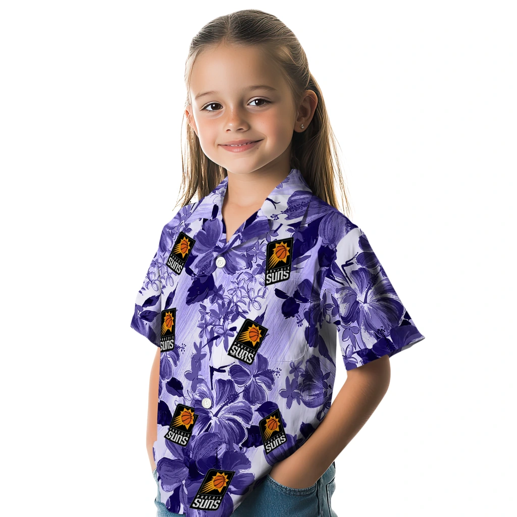 Phoenix Suns Hawaiian Shirt - Hibiscus Arrangement phoenix suns hibiscus arrangement purple hawaiian shirts premium grade