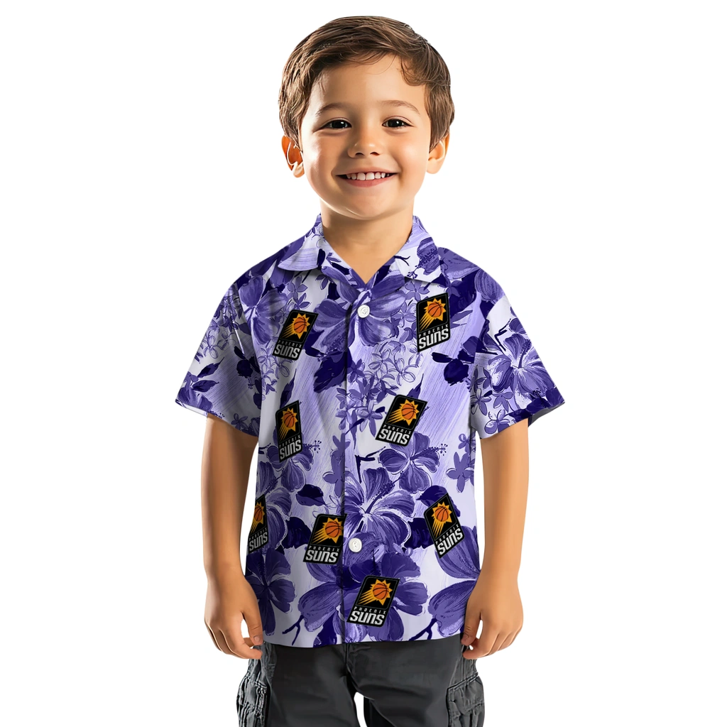 Phoenix Suns Hawaiian Shirt - Hibiscus Arrangement phoenix suns hibiscus arrangement purple hawaiian shirts top rated