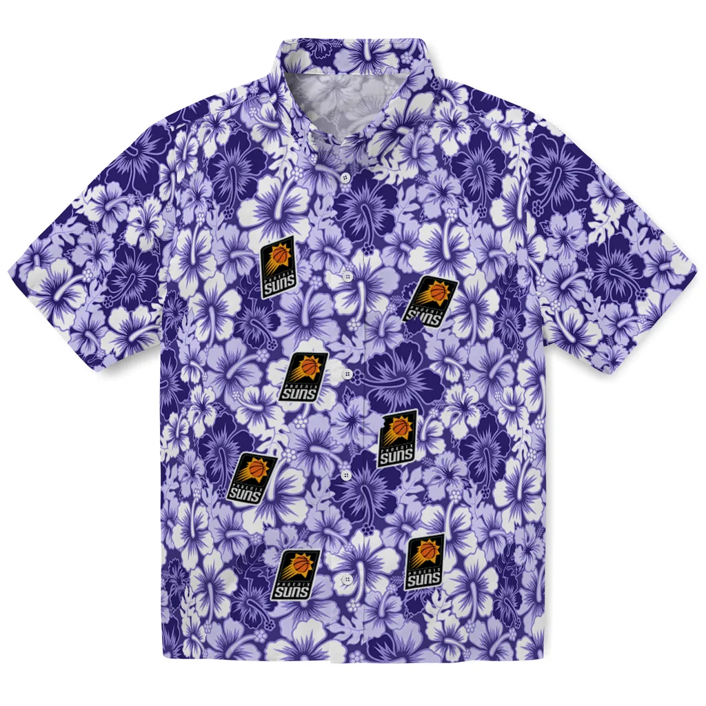 Phoenix Suns Hawaiian Shirt - Hibiscus Blooms phoenix suns hibiscus blooms purple hawaiian shirts best selling