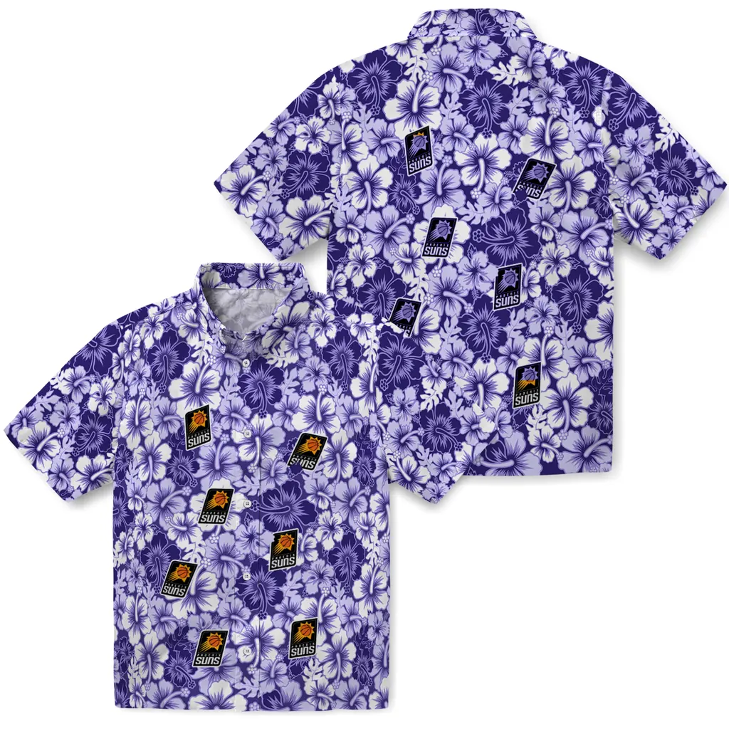 Phoenix Suns Hawaiian Shirt - Hibiscus Blooms phoenix suns hibiscus blooms purple hawaiian shirts high quality