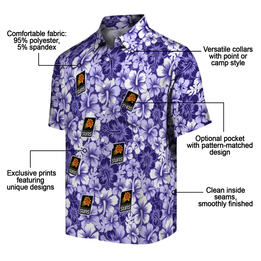 Phoenix Suns Hawaiian Shirt - Hibiscus Blooms phoenix suns hibiscus blooms purple hawaiian shirts new arrival