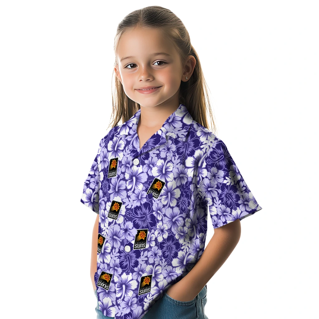 Phoenix Suns Hawaiian Shirt - Hibiscus Blooms phoenix suns hibiscus blooms purple hawaiian shirts premium grade