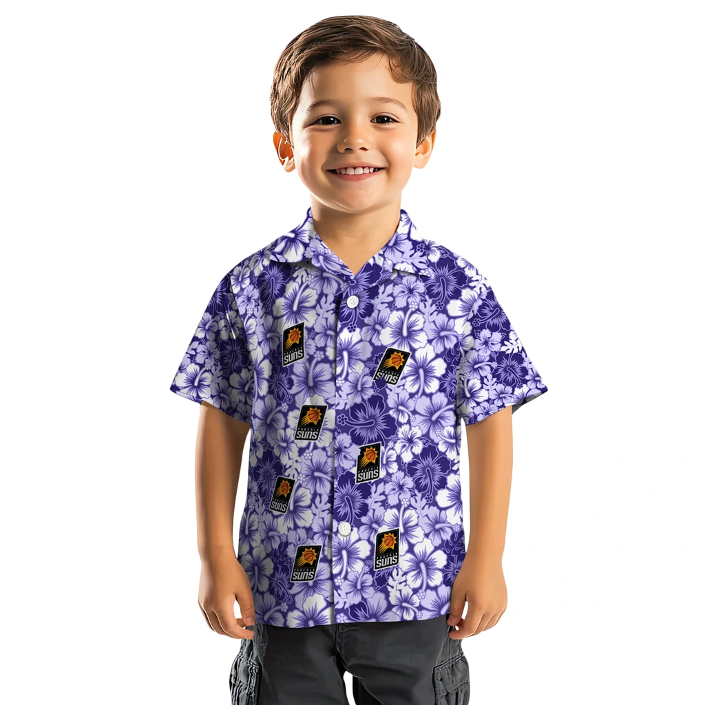 Phoenix Suns Hawaiian Shirt - Hibiscus Blooms phoenix suns hibiscus blooms purple hawaiian shirts top rated