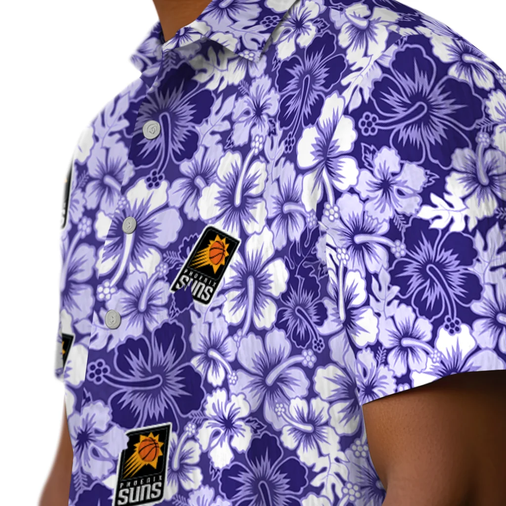 Phoenix Suns Hawaiian Shirt - Hibiscus Blooms phoenix suns hibiscus blooms purple hawaiian shirts trendy