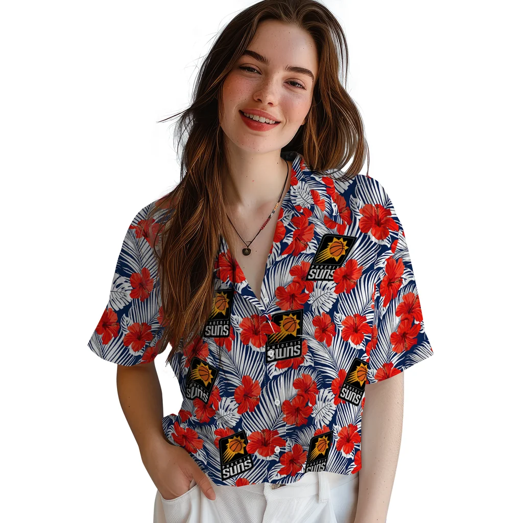 Phoenix Suns Hawaiian Shirt - Hibiscus Fiesta phoenix suns hibiscus fiesta red royal blue hawaiian shirts latest model