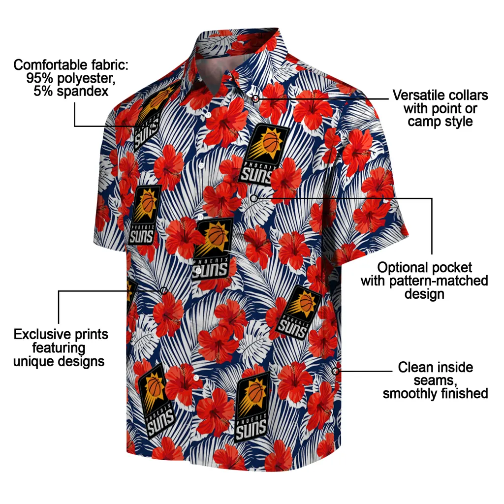 Phoenix Suns Hawaiian Shirt - Hibiscus Fiesta phoenix suns hibiscus fiesta red royal blue hawaiian shirts new arrival