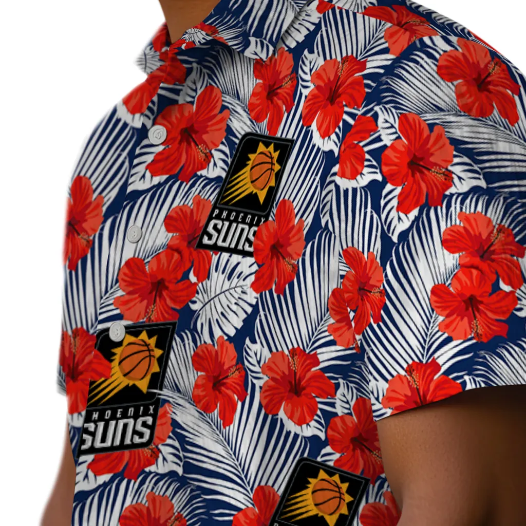 Phoenix Suns Hawaiian Shirt - Hibiscus Fiesta phoenix suns hibiscus fiesta red royal blue hawaiian shirts trendy