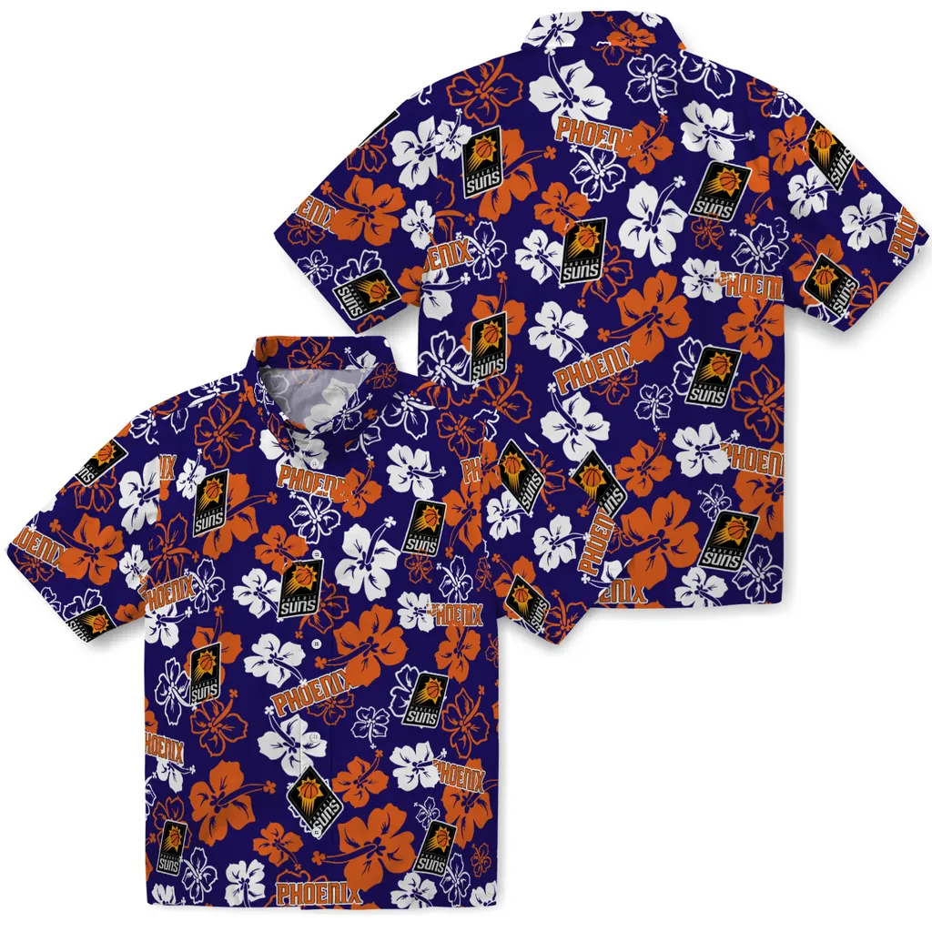 Phoenix Suns Hawaiian Shirt - Hibiscus Flower Design phoenix suns hibiscus bloom purple hawaiian shirts high quality