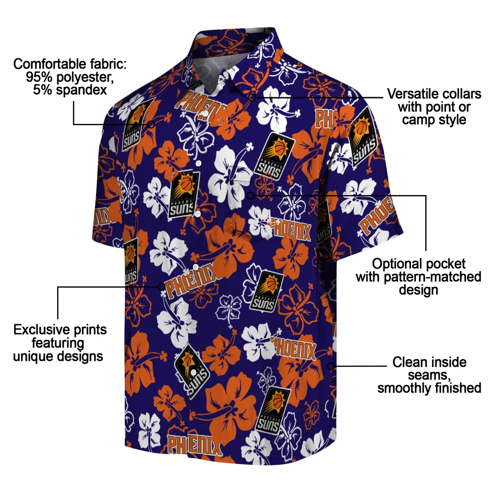 Phoenix Suns Hawaiian Shirt - Hibiscus Flower Design phoenix suns hibiscus bloom purple hawaiian shirts new arrival