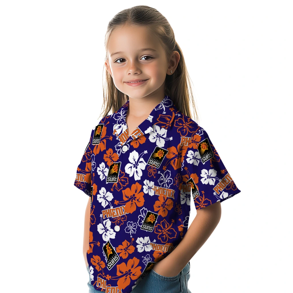 Phoenix Suns Hawaiian Shirt - Hibiscus Flower Design phoenix suns hibiscus bloom purple hawaiian shirts premium grade