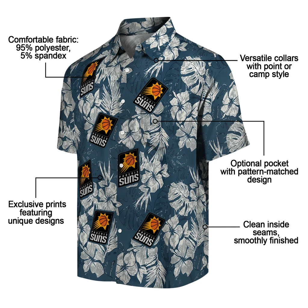 Phoenix Suns Hawaiian Shirt - Hibiscus Flowers phoenix suns hibiscus flowers navy blue hawaiian shirts new arrival