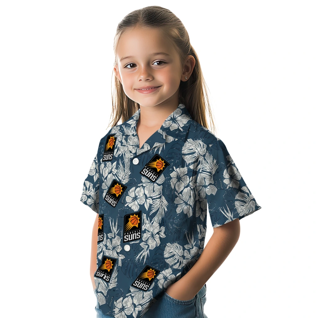 Phoenix Suns Hawaiian Shirt - Hibiscus Flowers phoenix suns hibiscus flowers navy blue hawaiian shirts premium grade