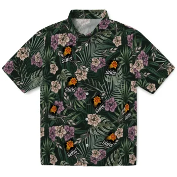 phoenix suns hibiscus leaves pattern green hawaiian shirts best selling