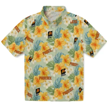 phoenix suns hibiscus mood pale lime yellow hawaiian shirts best selling
