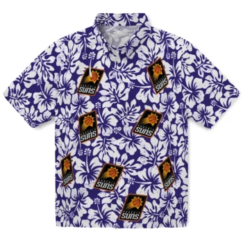 phoenix suns hibiscus motif purple white hawaiian shirts best selling