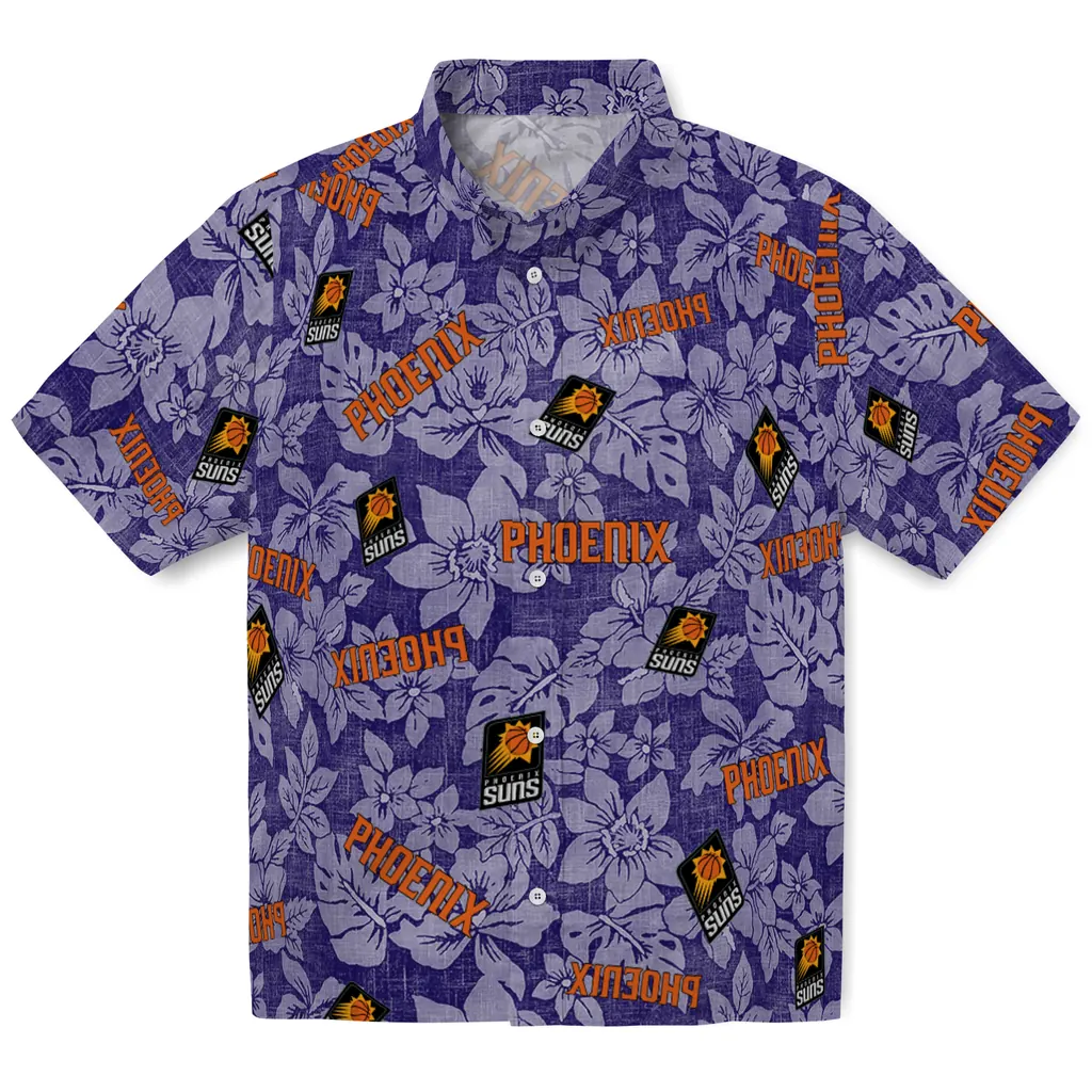 Phoenix Suns Hawaiian Shirt - Hibiscus Oasis phoenix suns hibiscus oasis purple hawaiian shirts best selling