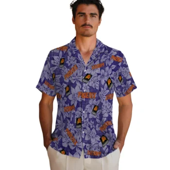 phoenix suns hibiscus oasis purple hawaiian shirts fashion forward