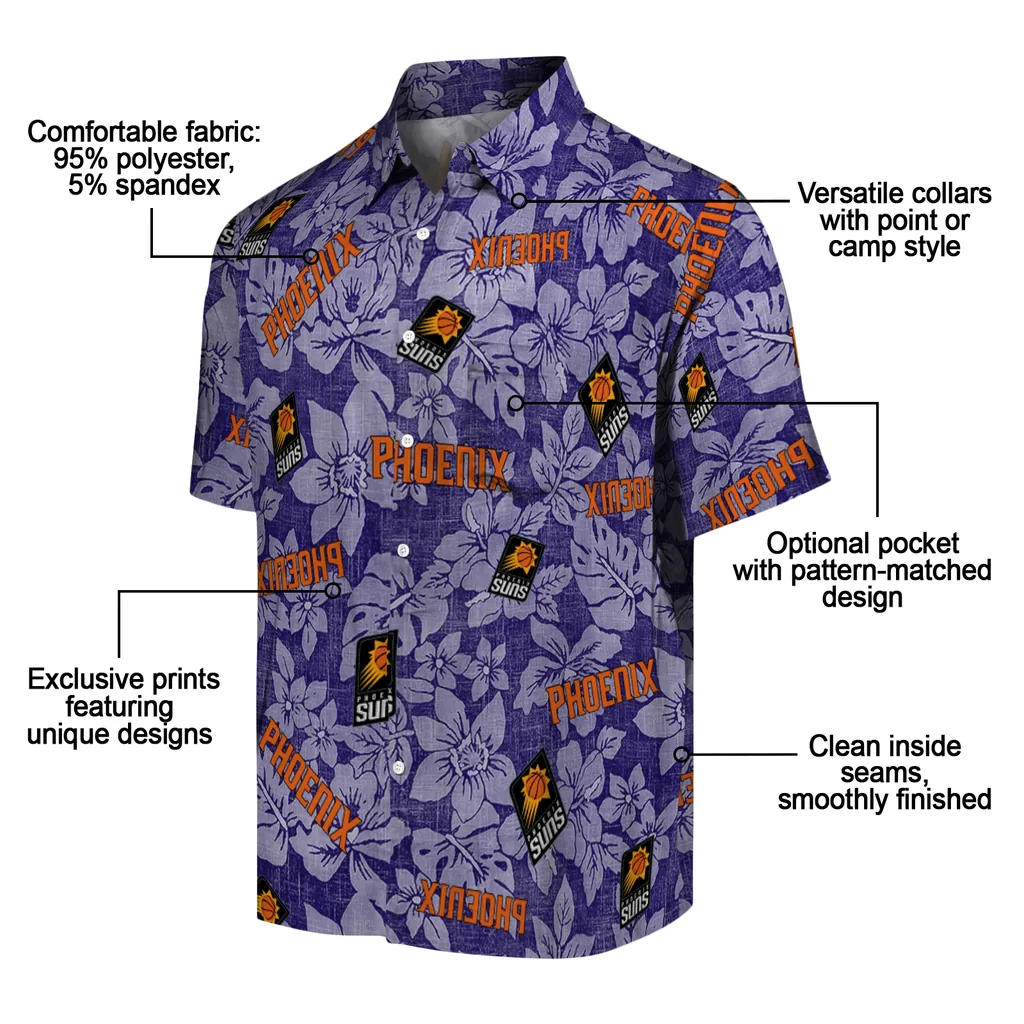 Phoenix Suns Hawaiian Shirt - Hibiscus Oasis phoenix suns hibiscus oasis purple hawaiian shirts new arrival