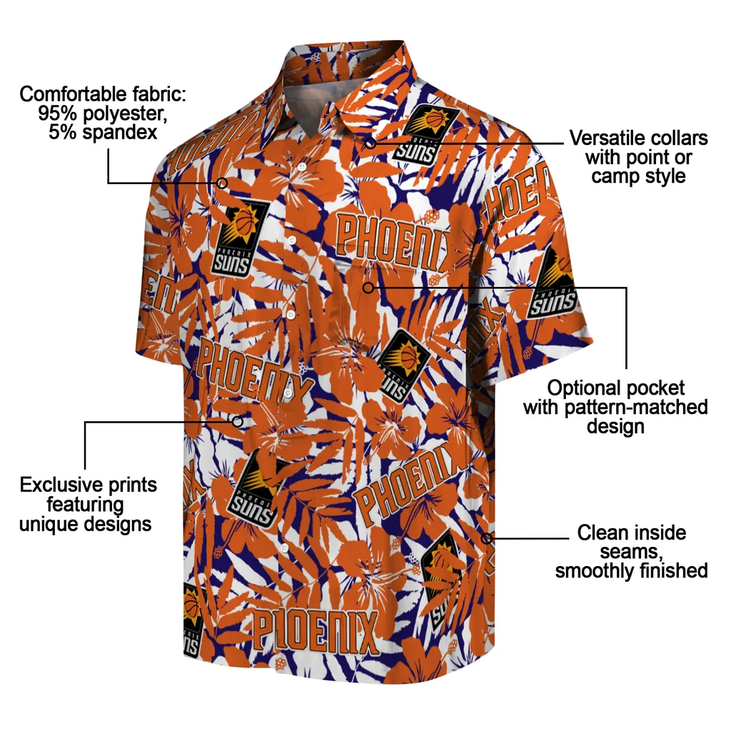 Phoenix Suns Hawaiian Shirt - Hibiscus Overlay phoenix suns hibiscus overlay hawaiian shirts new arrival