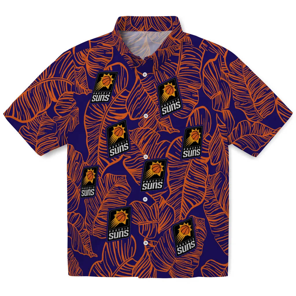 Phoenix Suns Hawaiian Shirt - Leaf Outline phoenix suns leaf outline purple hawaiian shirts best selling