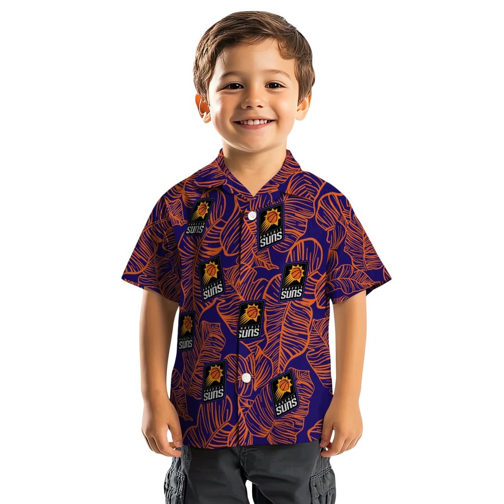 Phoenix Suns Hawaiian Shirt - Leaf Outline phoenix suns leaf outline purple hawaiian shirts top rated