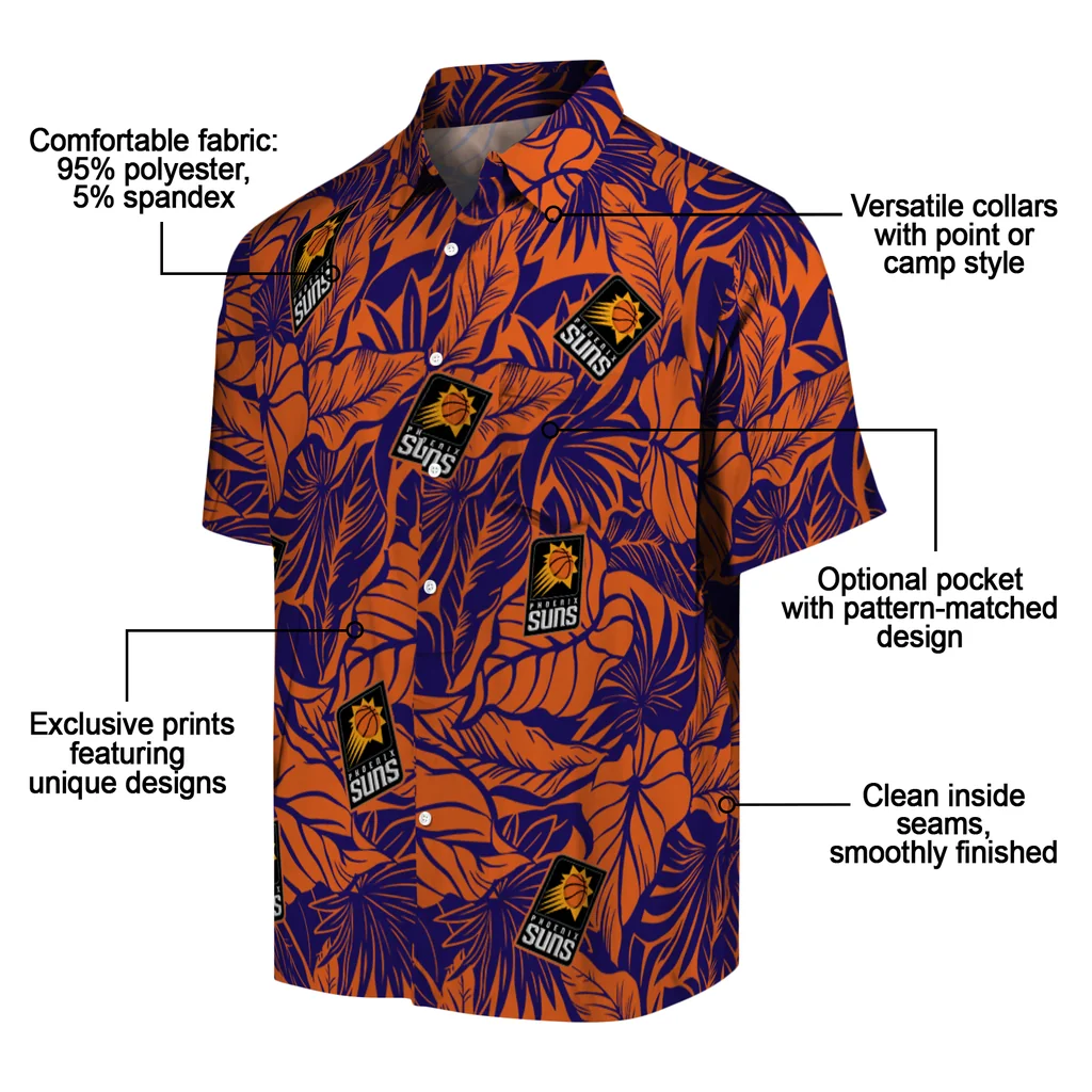 Phoenix Suns Hawaiian Shirt - Monstera Layer phoenix suns monstera layer purple hawaiian shirts new arrival