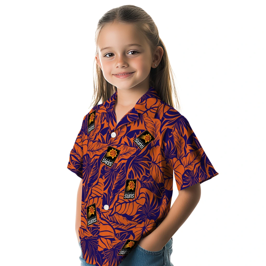 Phoenix Suns Hawaiian Shirt - Monstera Layer phoenix suns monstera layer purple hawaiian shirts premium grade